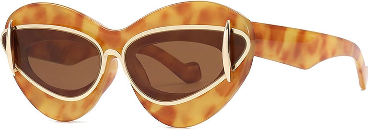 

Солнцезащитные очки с двойной оправой в форме «кошачий глаз» для женщин, 2024 год, роскошные модные солнцезащитные очки с леопардовым принтом для мужчин, трендовые солнцезащитные очки N45 mincl, Brown Leopard