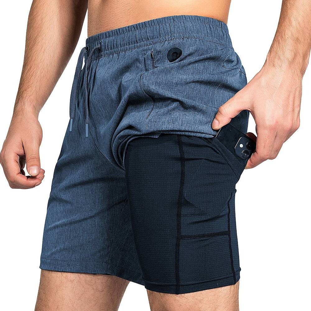 

Мужские быстросохнущие спортивные шорты Zilpu с карманом на молнии (7 дюймов), темно-синий