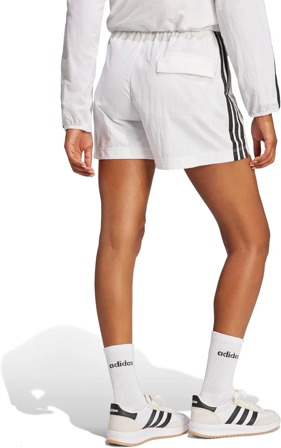Шорты женские 3-полосные adidas, белый/черный — фото 2