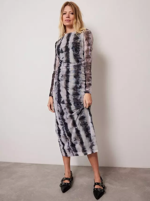 

Платье Mint Velvet Abstract Print Mesh Midi, цвет natural/multi
