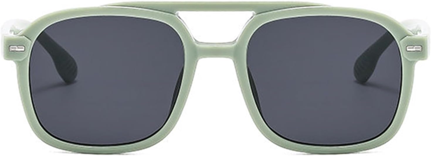 

Солнцезащитные очки Willochra Retro с двойной перемычкой, квадратной формы, для женщин и мужчин, модные, с заклепками, трендовые, с защитой от УФ-излучения UV400, модель F27, Green