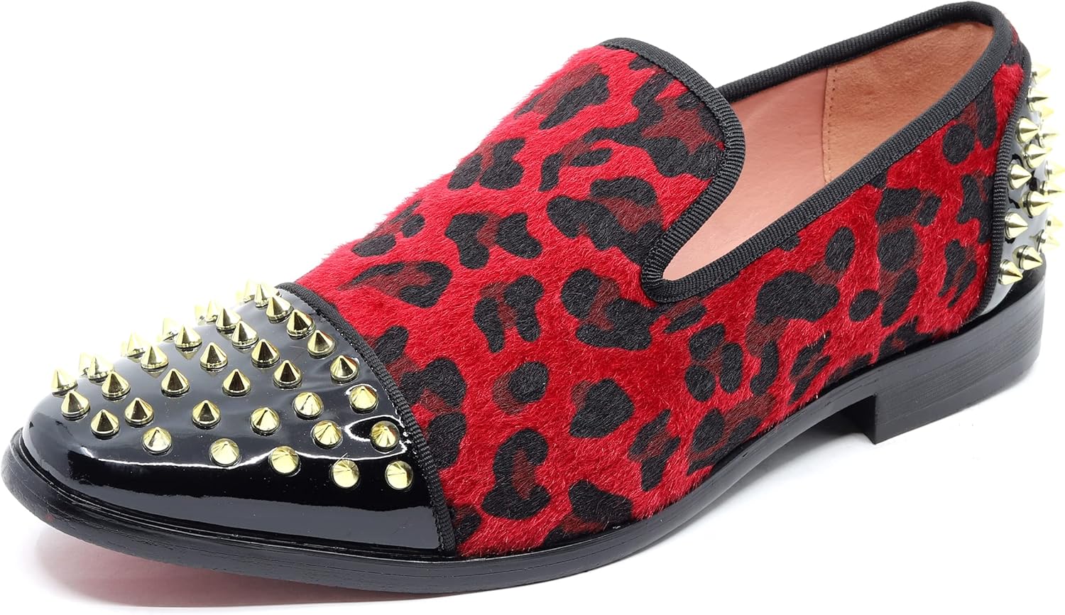 

Мужские модные лоферы Metrocharm с леопардовым принтом и острым носком SM-59, красный