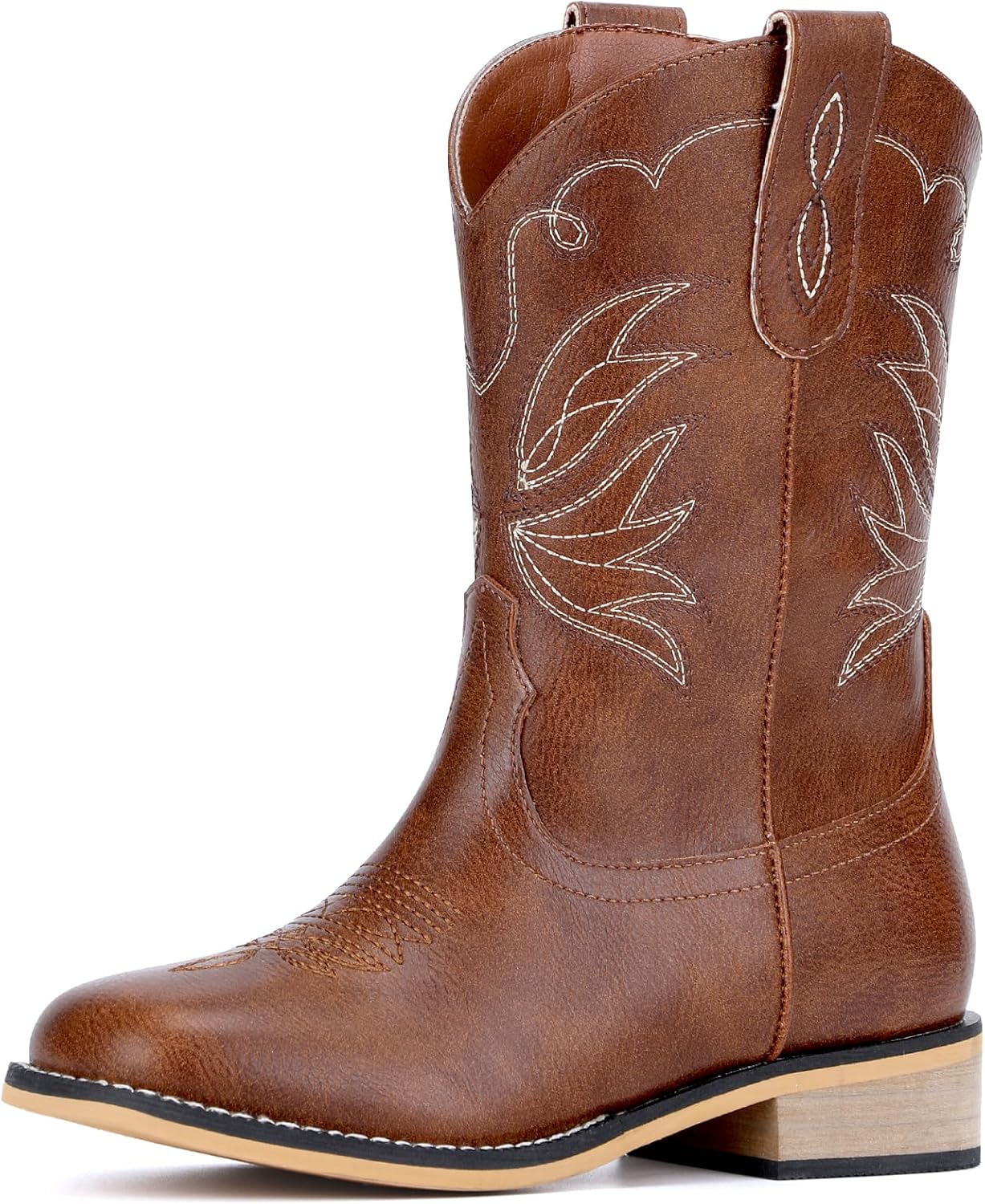 

Детские ковбойские сапоги WOKOOT для мальчиков и девочек, квадратный носок, вестерн, для малышей, ковбойские сапожки до середины голени из кожи, стильные для вечеринок и езды, Bown