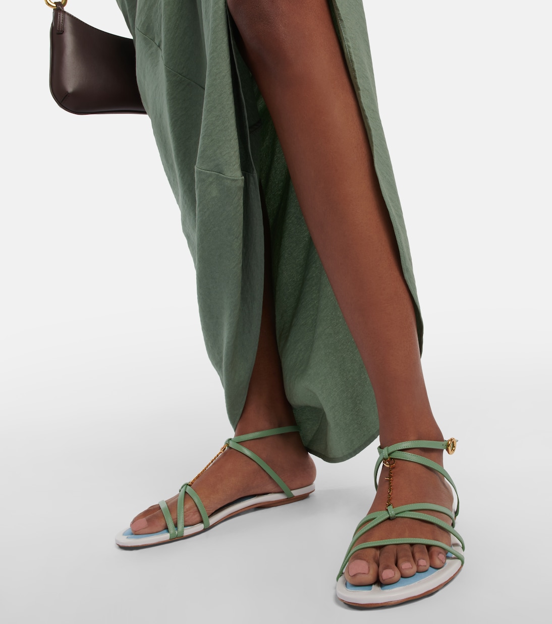 Сандалии из кожи с декором Jacquemus, Light Green — фото 4