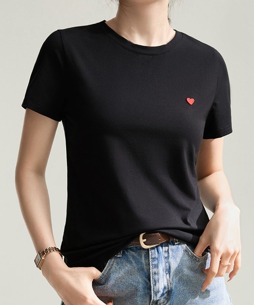 

Футболка с короткими рукавами, принт в форме сердца LOWO, черный