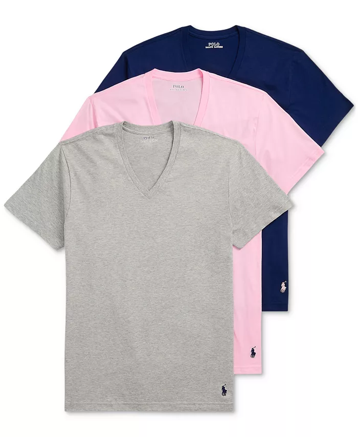 

Мужские классические майки с V-образным вырезом, 3 шт Polo Ralph Lauren, мультиколор
