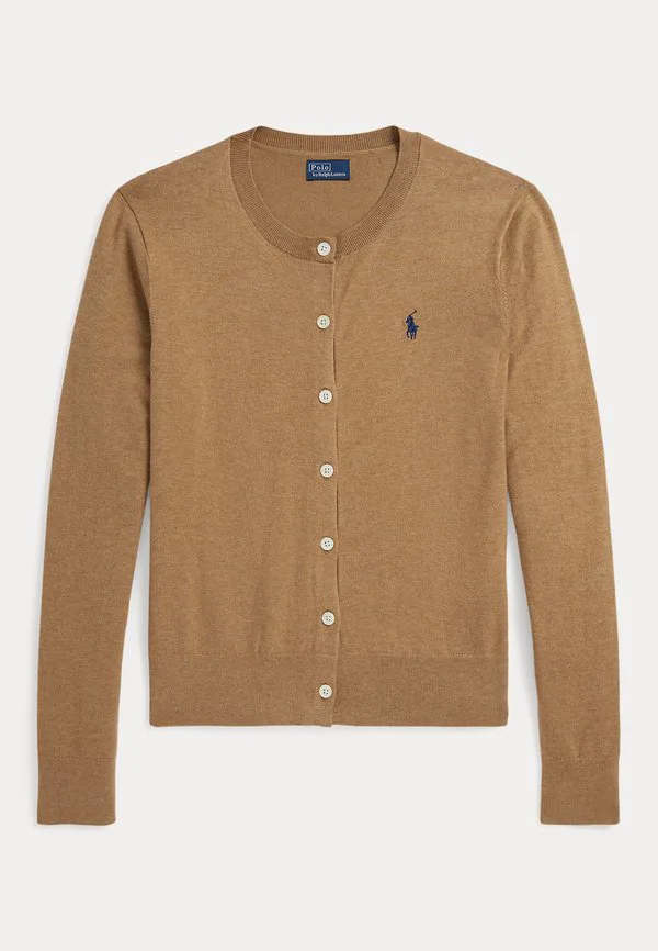 Хлопковый кардиган с круглым вырезом /// кардиган Polo Ralph Lauren, Collection Camel Melange