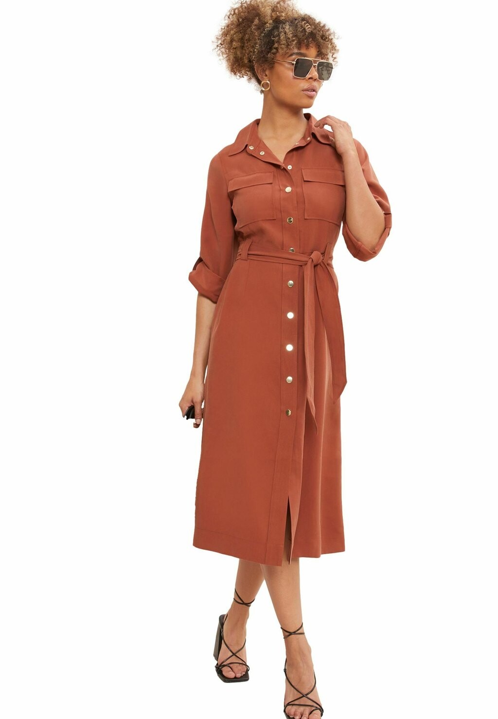 

Дневное платье UTILITY BELTED LONG SLEEVE Friends Like These, красный