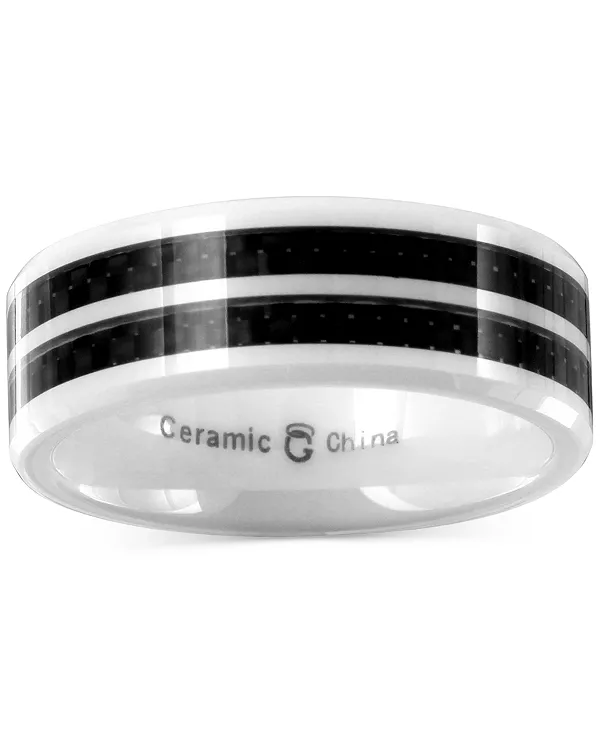 

Мужской браслет из белой керамики с двухрядной черной вставкой из углеродного волокна Macy'S, black/white