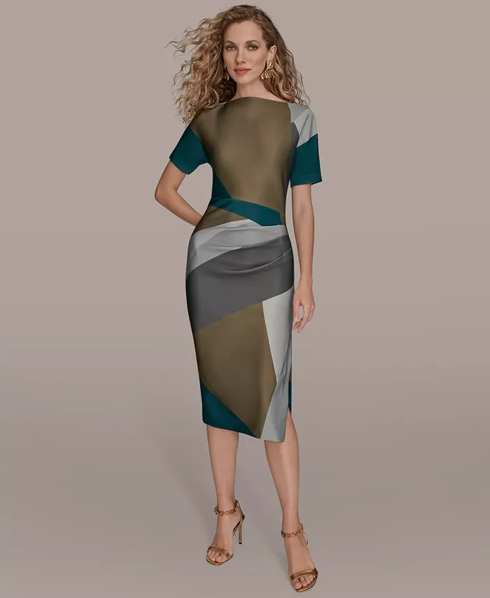 

Платье-футляр миди с вырезом-лодочкой Donna Karan New York, зеленый