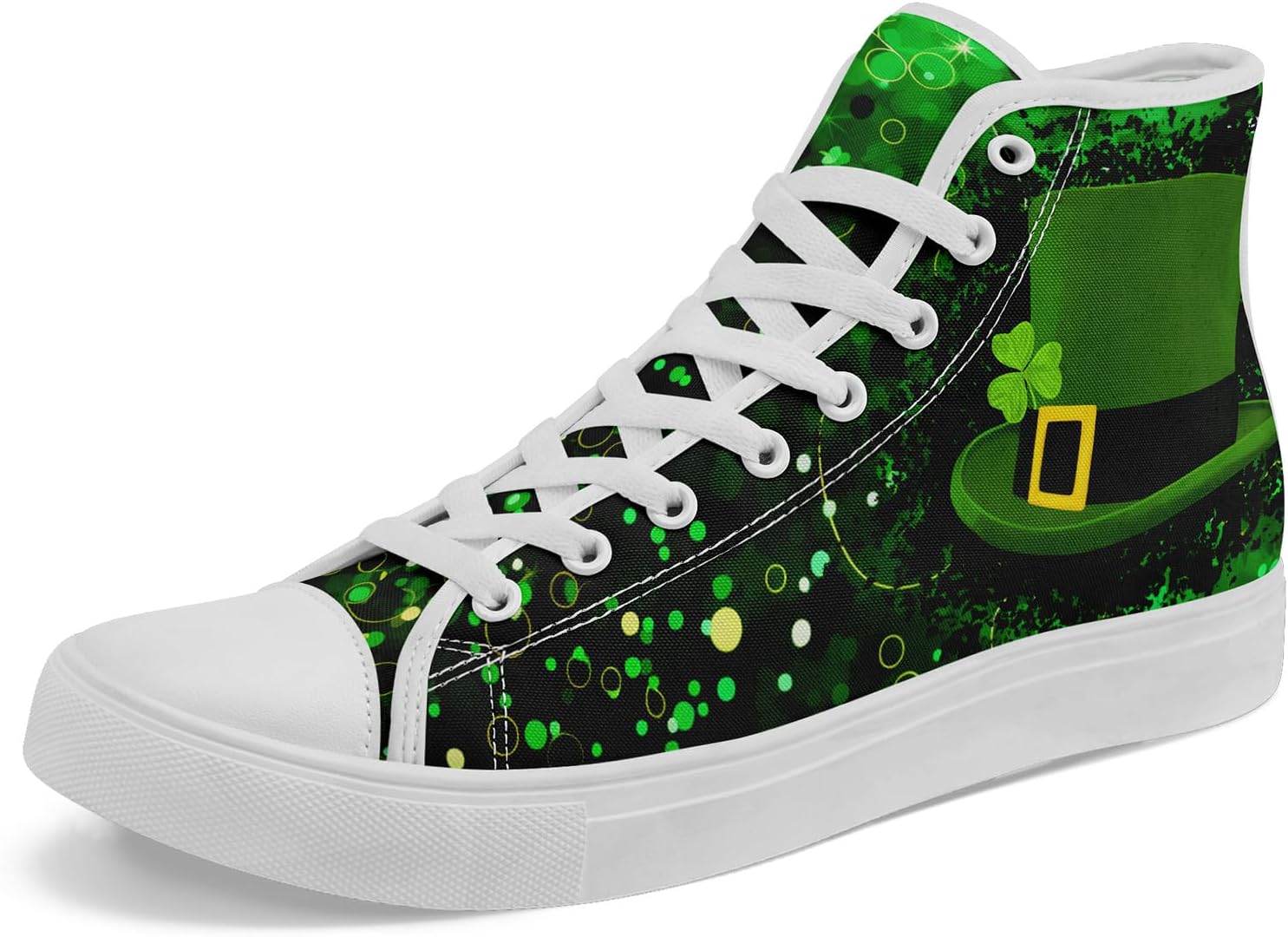 

Женские высокие кеды из холста ко Дню Святого Патрика, с узором из счастливого клевера и сердец, удобные дышащие зеленые повседневные туфли Awsole