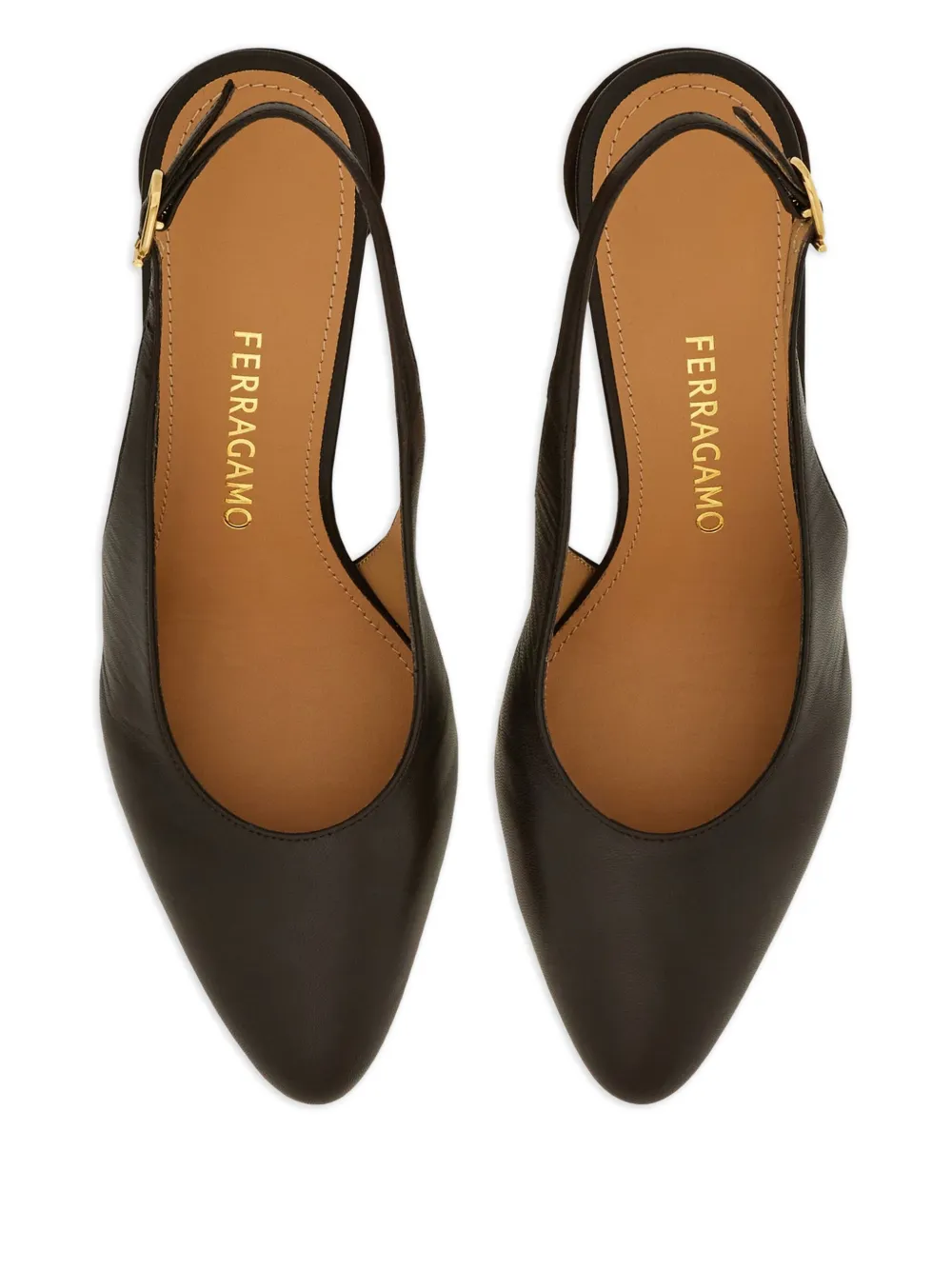 Туфли с ремешком на пятке Ferragamo, коричневый — фото 3