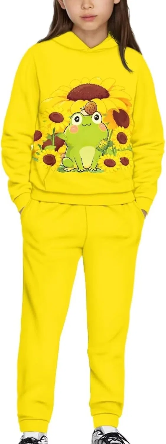 Детский спортивный костюм из толстовки и джоггеров YECARYPOD, Frog Sunflower, yellow