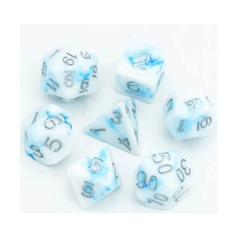 

Набор Poly — синий камень с серебром (7), Dice Sets - Resin/Acrylic - Blue, Green, & Purple (Foam Brain Games)