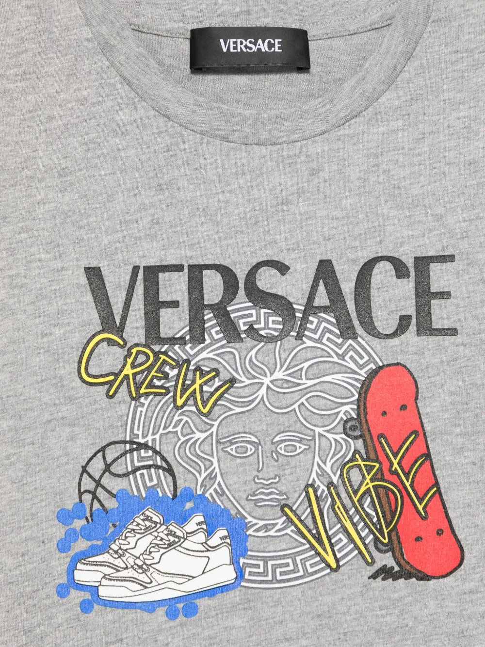 Футболка с принтом Medusa Versace Kids, серый — фото 3