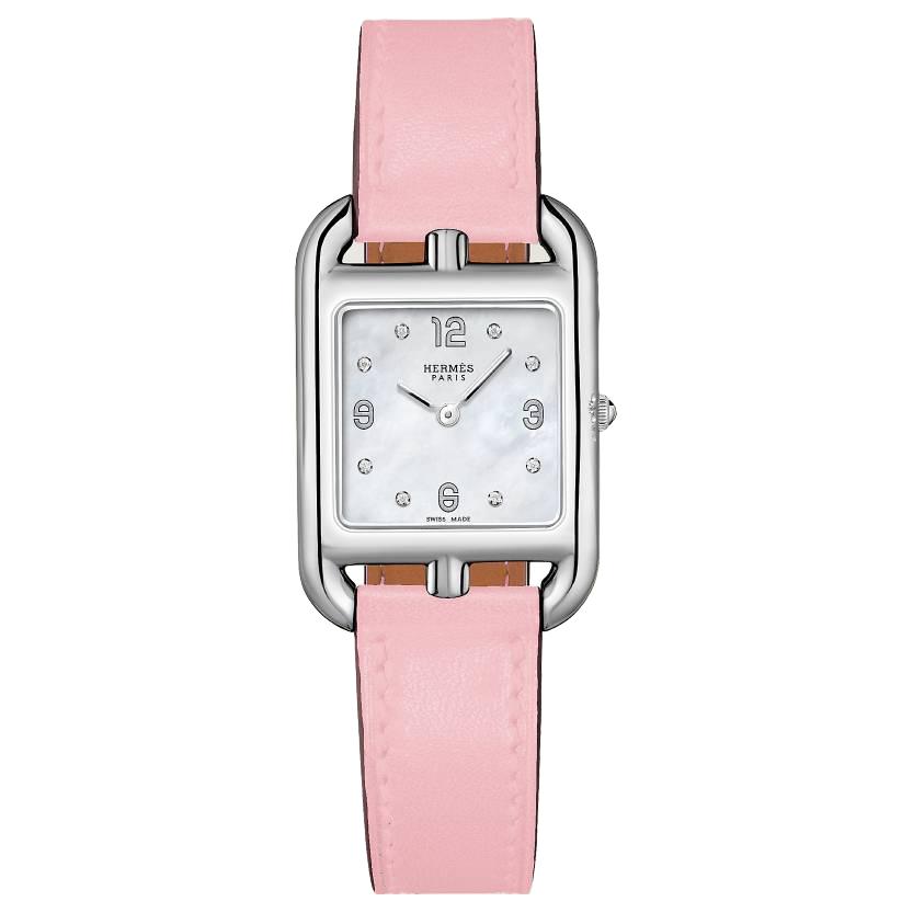 

HERMES Женские часы кварцевый механизм ремешок из натуральной кожи 23*31мм белый циферблат