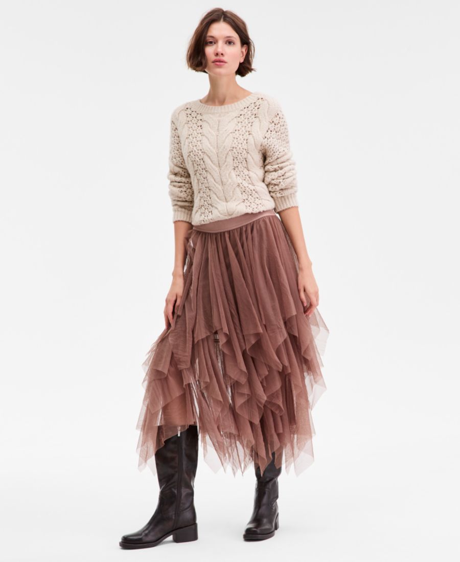 

Женская многоярусная юбка с оборками из сетчатой ткани Lucky Brand, Brown Lentil