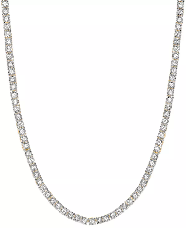 

Ожерелье с выращенными в лаборатории бриллиантами (10 карат) из желтого родия, покрытого стерлинговым серебром Esquire Men'S Jewelry, silver