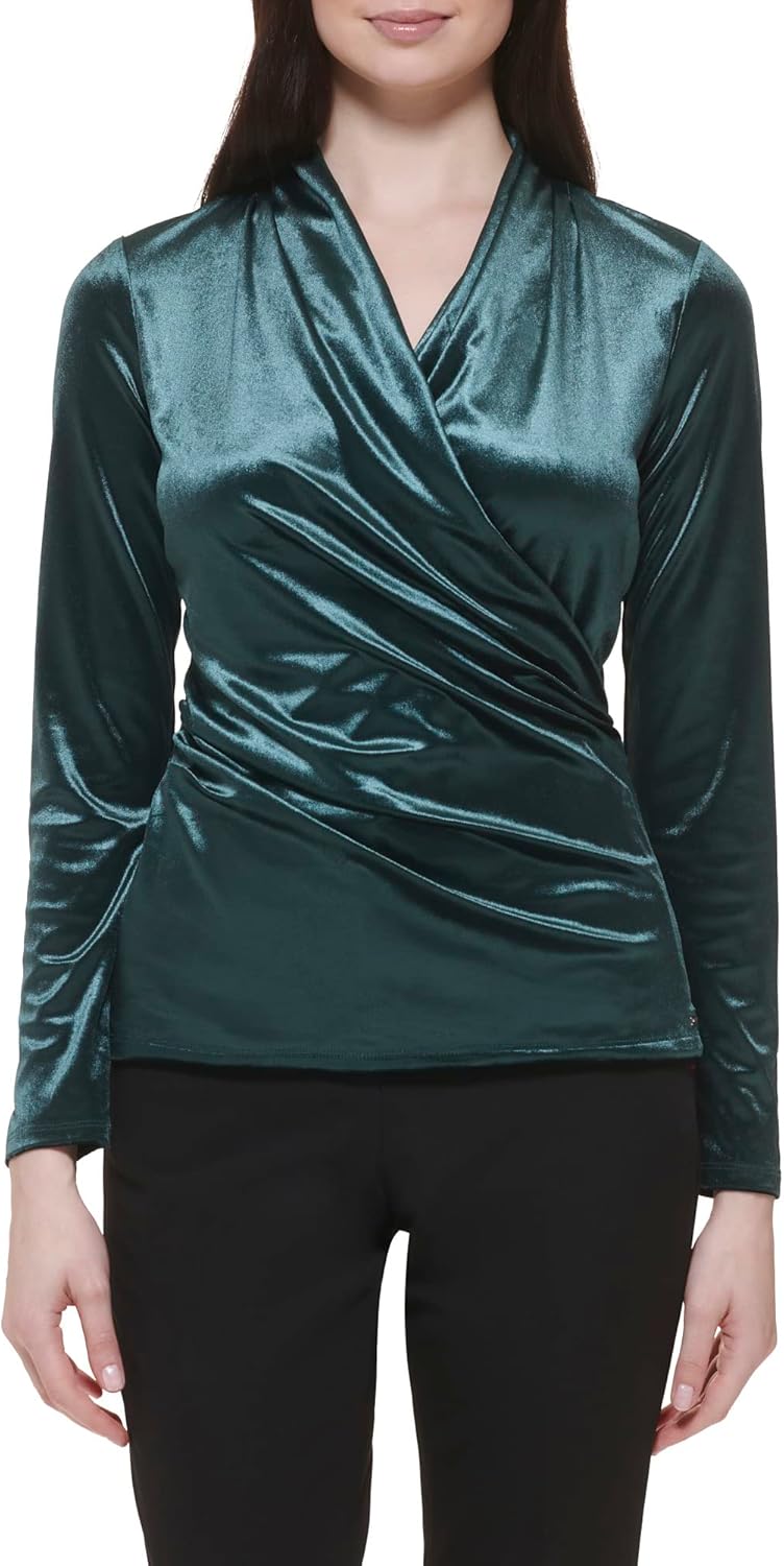 

Женский топ-накидка Tommy Hilfiger, нарядная блузка, трикотажный топ, Evergreen