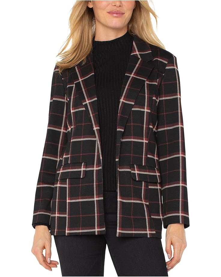 

Женский блейзер Liverpool Los Angeles Petite Tattersall Plaid Knit Jacquard Boyfriend, Black/Red Tattersall Plaid