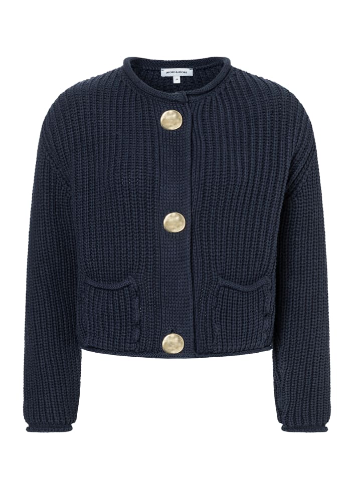 

More & More Короткий ребристый кардиган темно-синего цвета