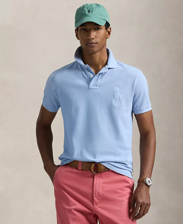 

Мужская поло с вышивкой Big Pony, slim fit, из сетчатой ткани Polo Ralph Lauren, синий
