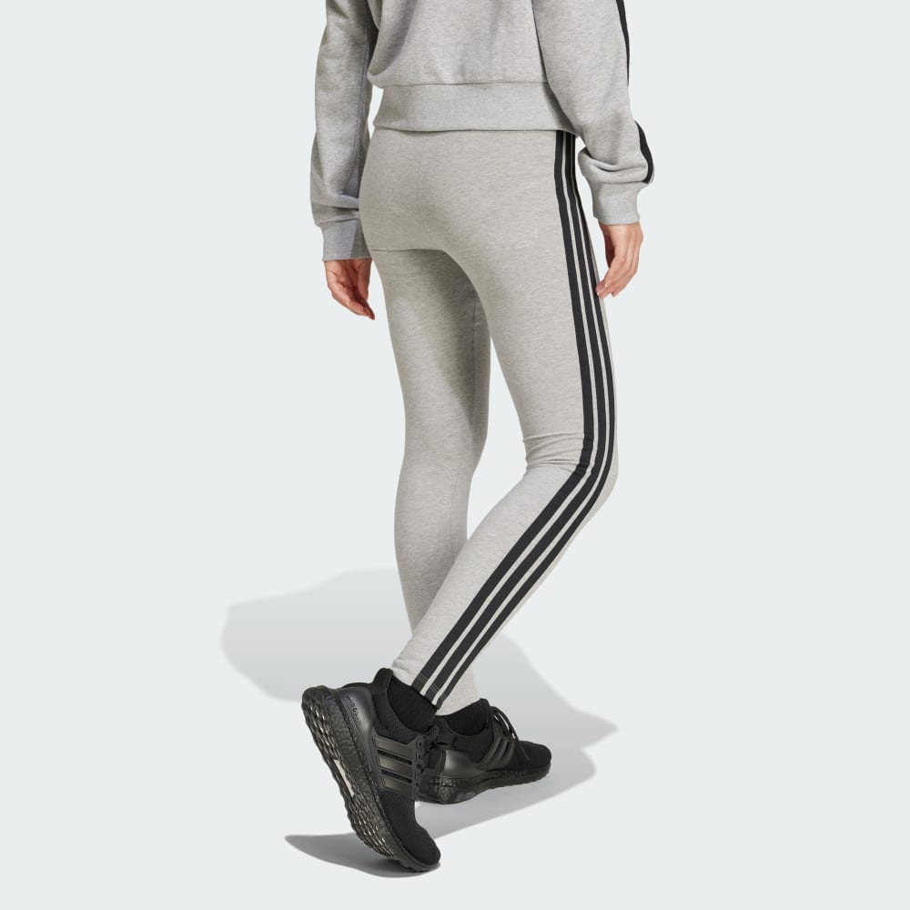 Леггинсы Adidas Essentials 3-Stripes, серый/черный — фото 3