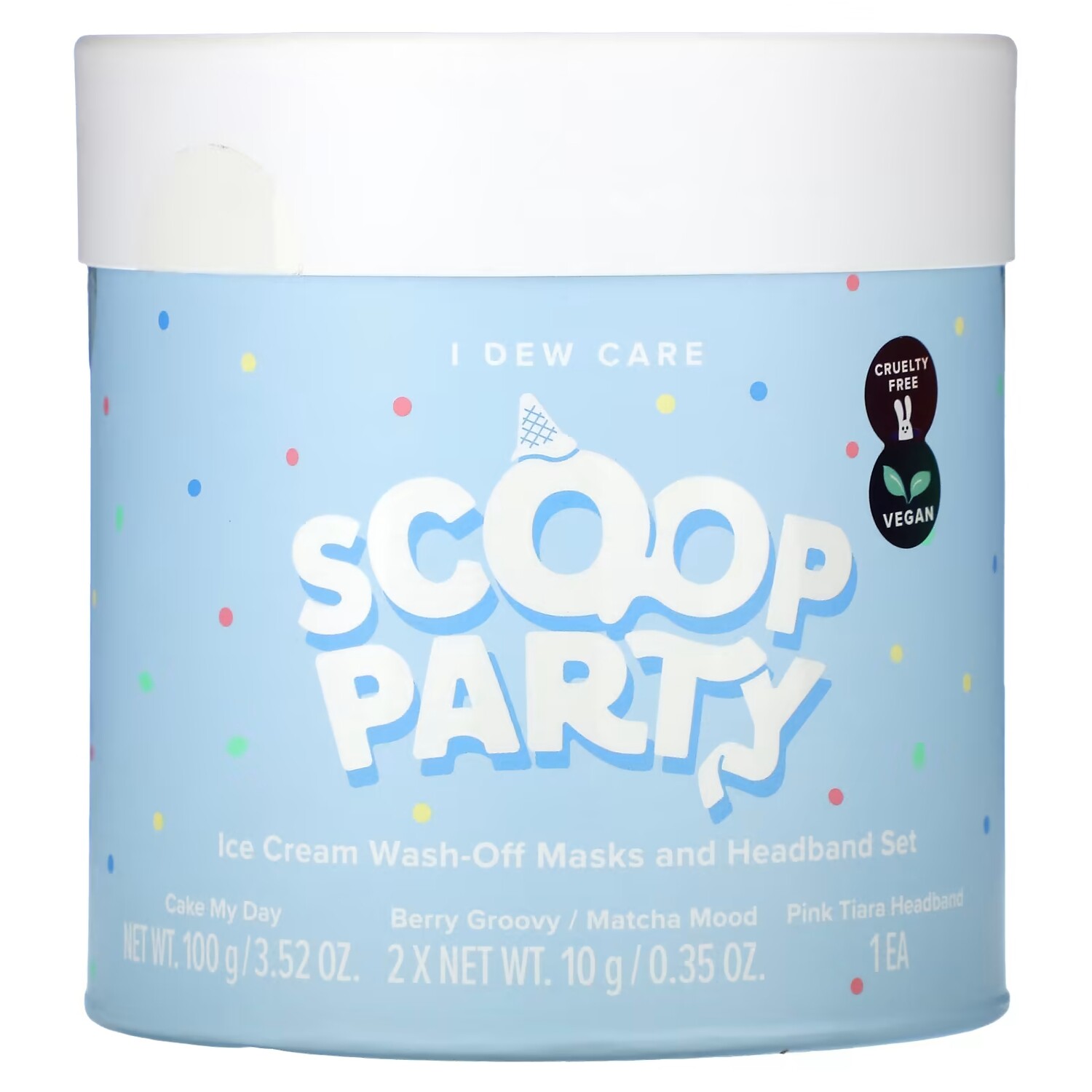 

Набор средств по уходу за кожей и повязка на голову I Dew Care Scoop Party, 4 шт
