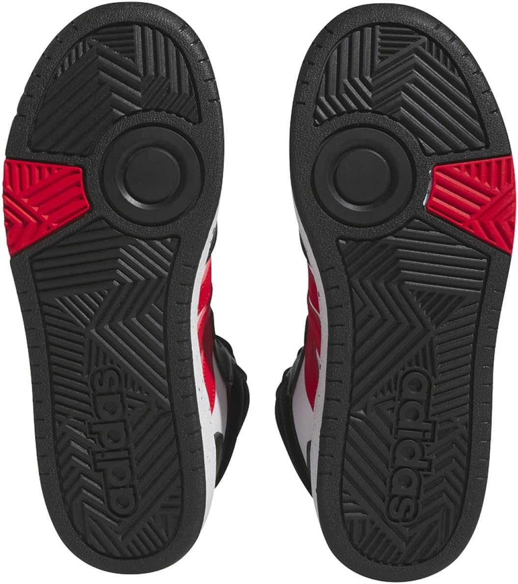 Детские кроссовки Adidas для девочек, средняя высота, застежка на липучке, белый/черный/красный/ярко-красный — фото 3