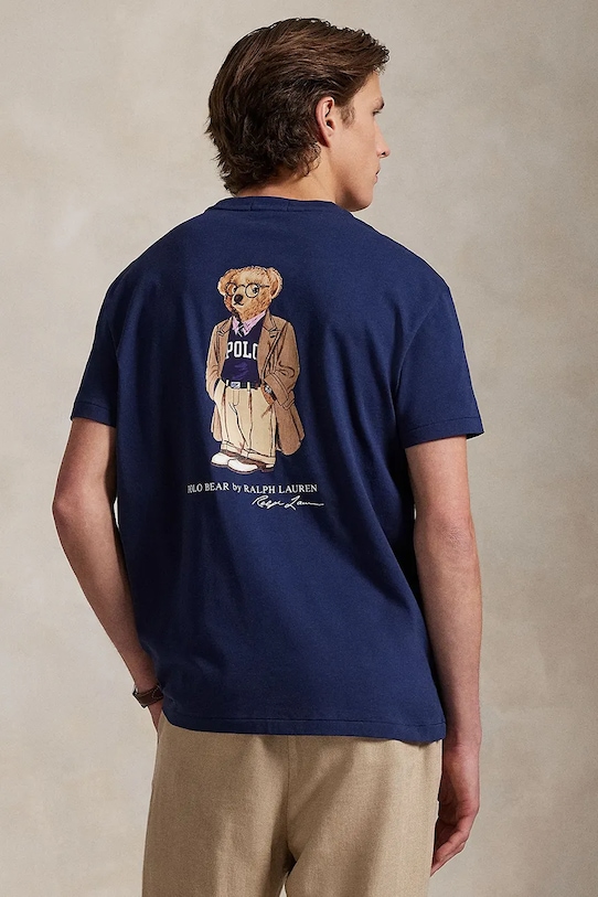

Хлопковая футболка Sscnpktm12 с коротким рукавом Polo Ralph Lauren, темно-синий