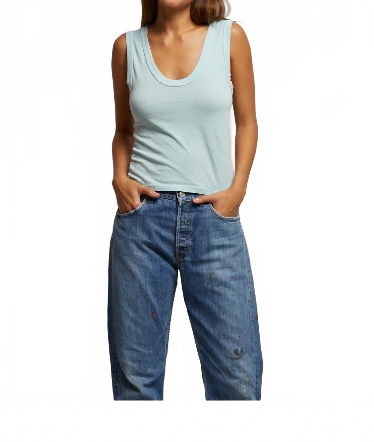 

Хара ребристый топ с вырезом лодочкой в ледяном аква PERFECTWHITETEE, Iced Aqua