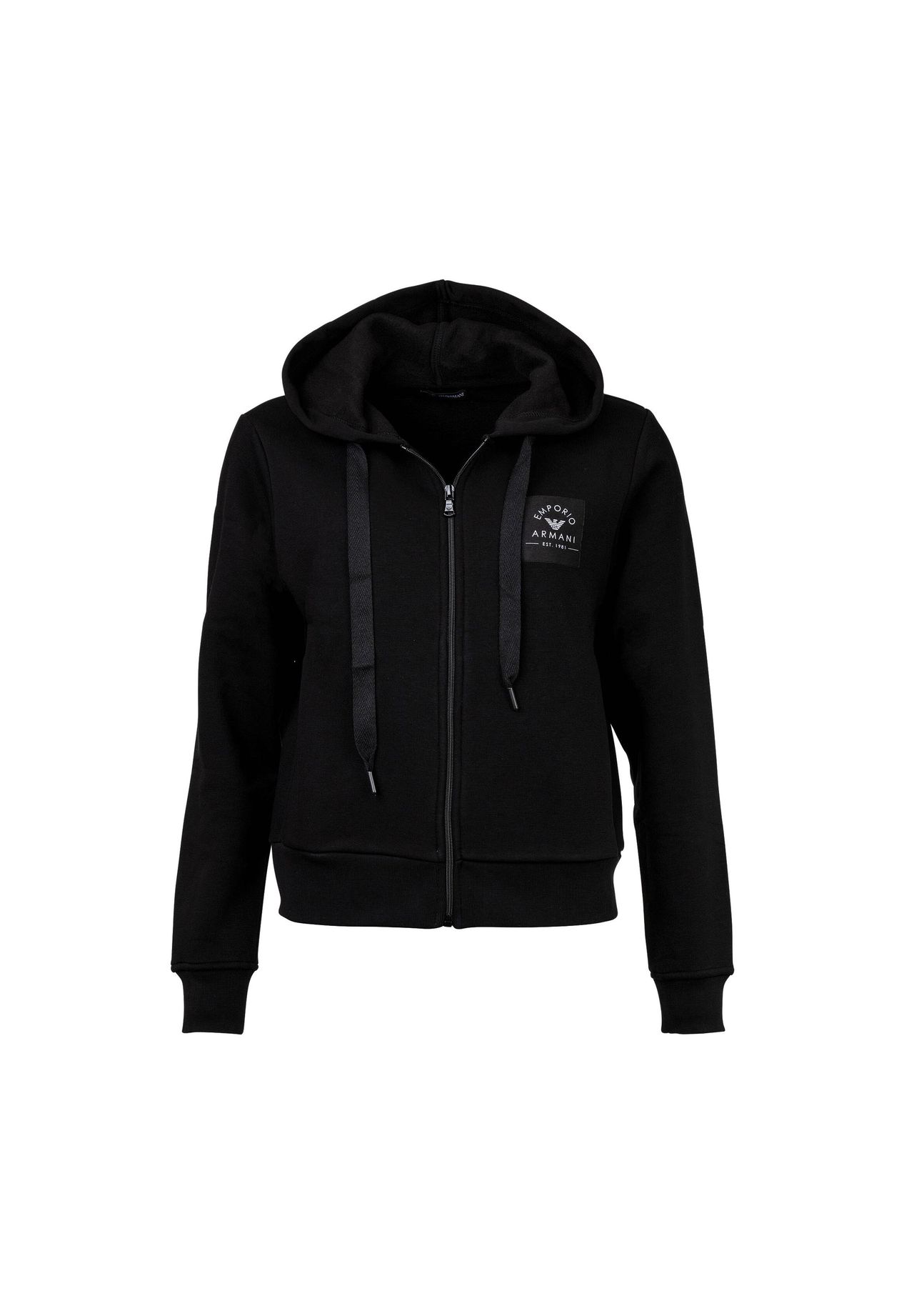 

Толстовка женская - ICONIC TERRY, молния, капюшон, микс хлопка EMPORIO ARMANI, черный