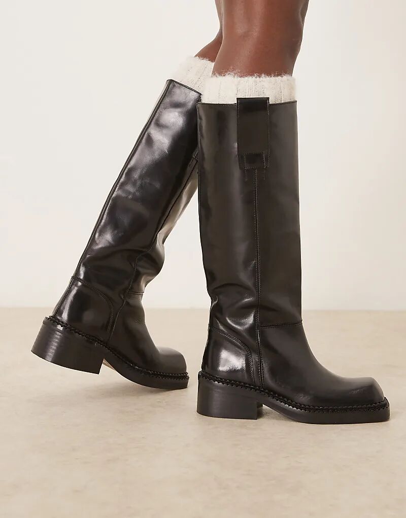 Сапоги Camelia из высококачественной кожи ASOS DESIGN черного цвета. — фото 4
