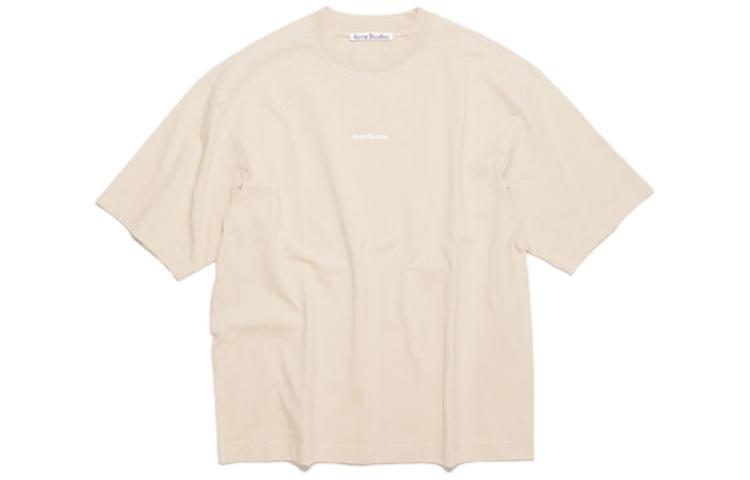 Футболка из хлопка с принтом логотипа Acne Studios, шампань — фото 2