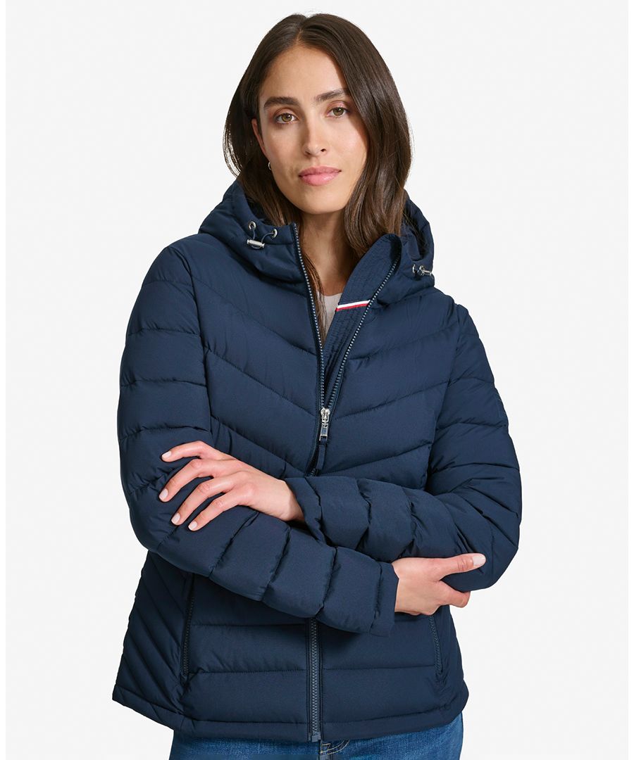 

Женская пуховая куртка с длинными рукавами и капюшоном Tommy Hilfiger, Navy
