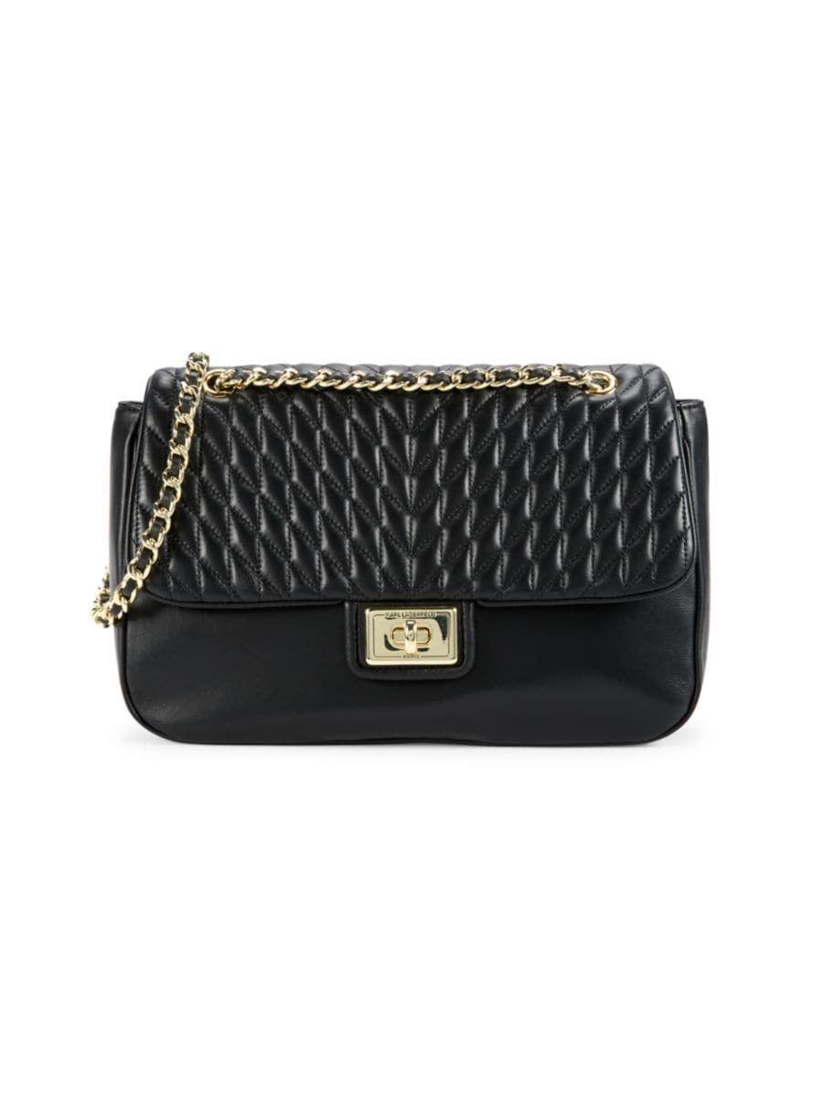 

Сумка через плечо из кожи Agyness Karl Lagerfeld Paris, цвет Black Gold