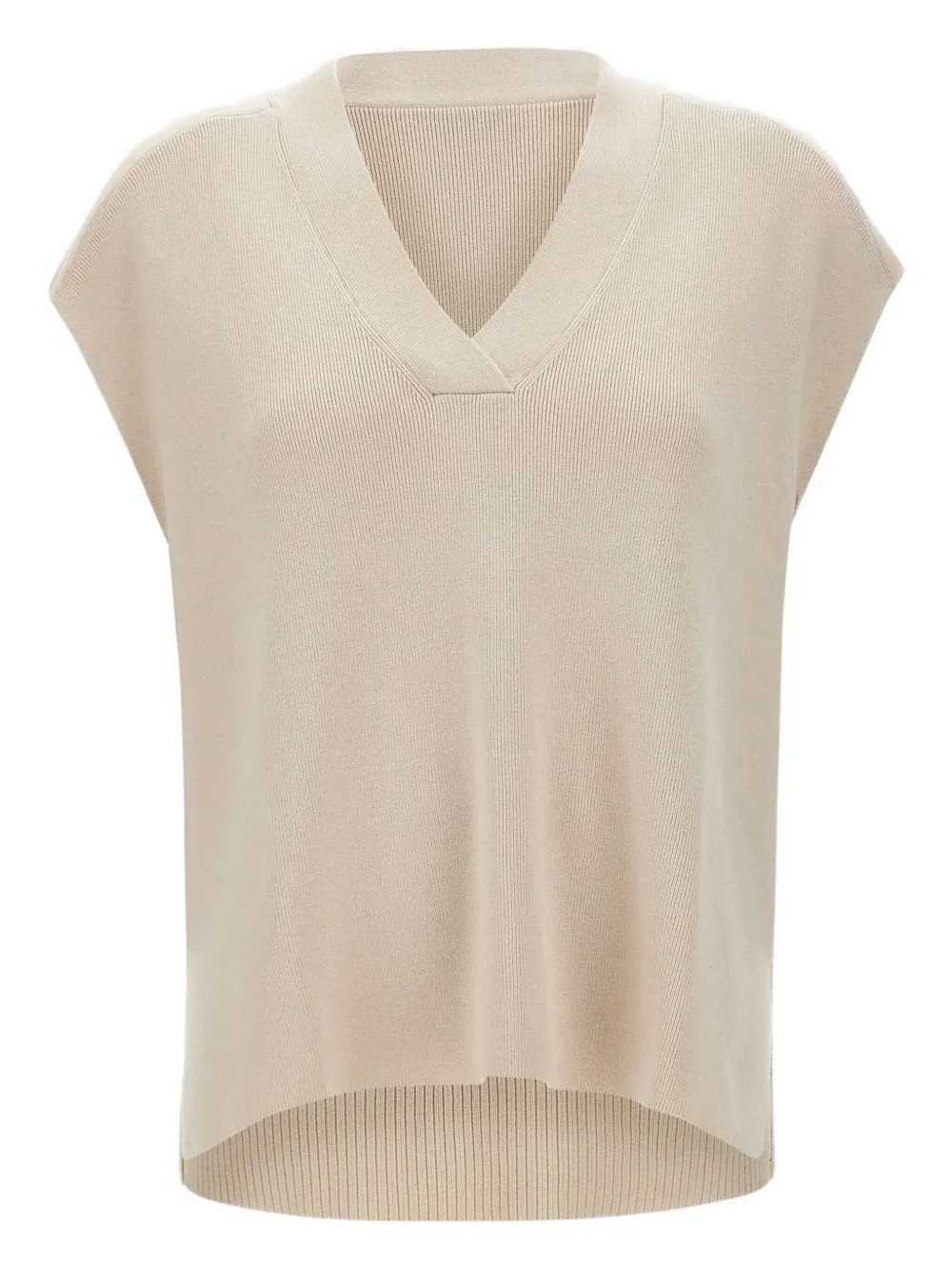 

Топ в рубчик с V-образным вырезом ELENA MIRO`, белый