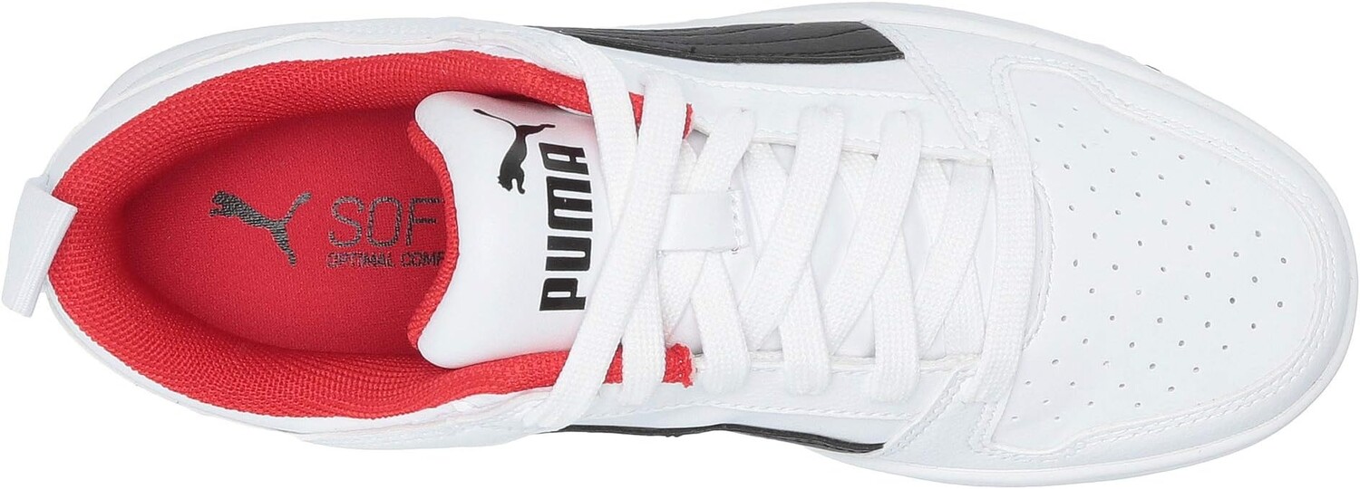 Кроссовки PUMA Kids Puma Kids Rebound Layup Lo Synthetic Leather Sneakers, цвет Puma White/Puma Black/High Risk Red — фото 2