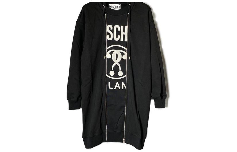 

MOSCHINO Женское черное платье с длинными рукавами