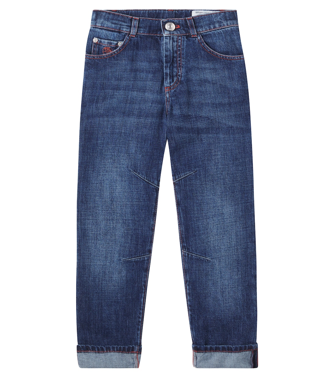 

Прямые джинсы со средней посадкой Brunello Cucinelli Kids, Denim Scuro