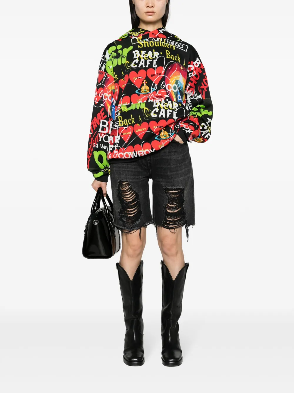 Худи с графичным принтом Orb Vivienne Westwood, черный — фото 3