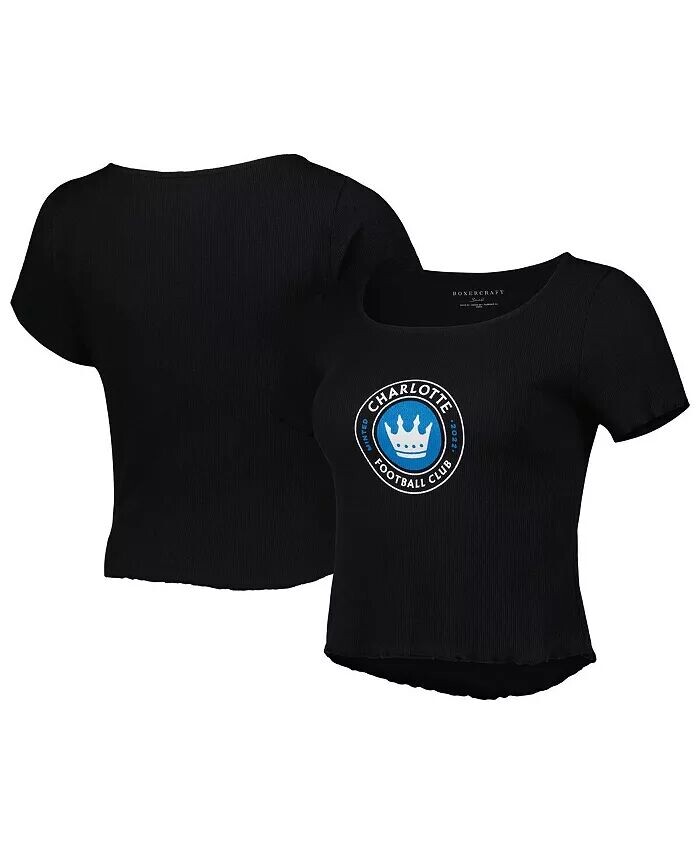 

Женская черная футболка Charlotte FC Baby Rib Boxercraft