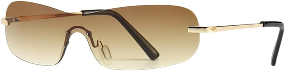 

Желто-синие солнцезащитные очки без оправы для мужчин, цельнометаллические квадратные солнцезащитные очки для женщин, без оправы UV400, золотистые мужские MUTYNE, Gold With Brown