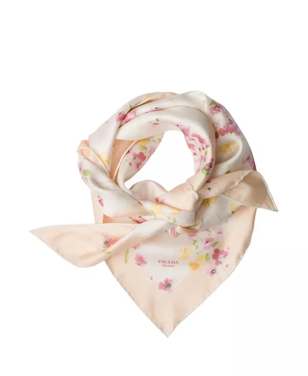 

Шелковый твиловый шарф с принтом Prada, розовый