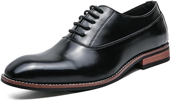 

Мужские кожаные туфли Santimon Oxford с плоским носком, шнуровкой, деловые формальные дерби, черные и коричневые