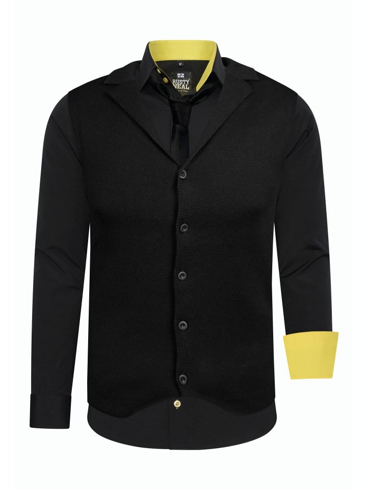 

Рубашка с жилетом и галстуком, комплект из 3 предметов, черно-желтый Rusty Neal