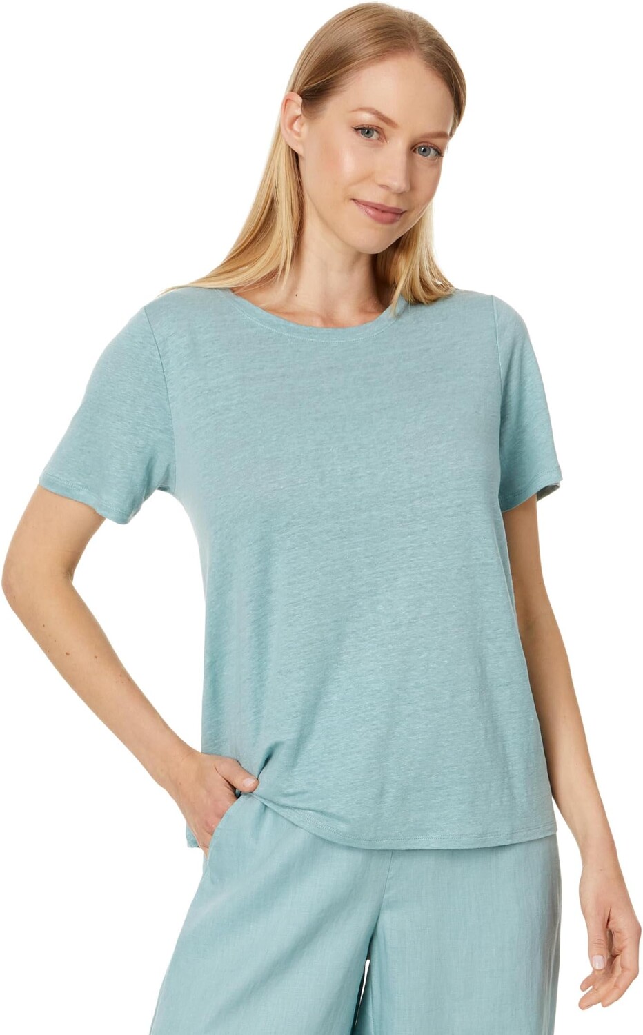 

Футболка Eileen Fisher Crew Neck Short Sleeve Tee, цвет Seafoam