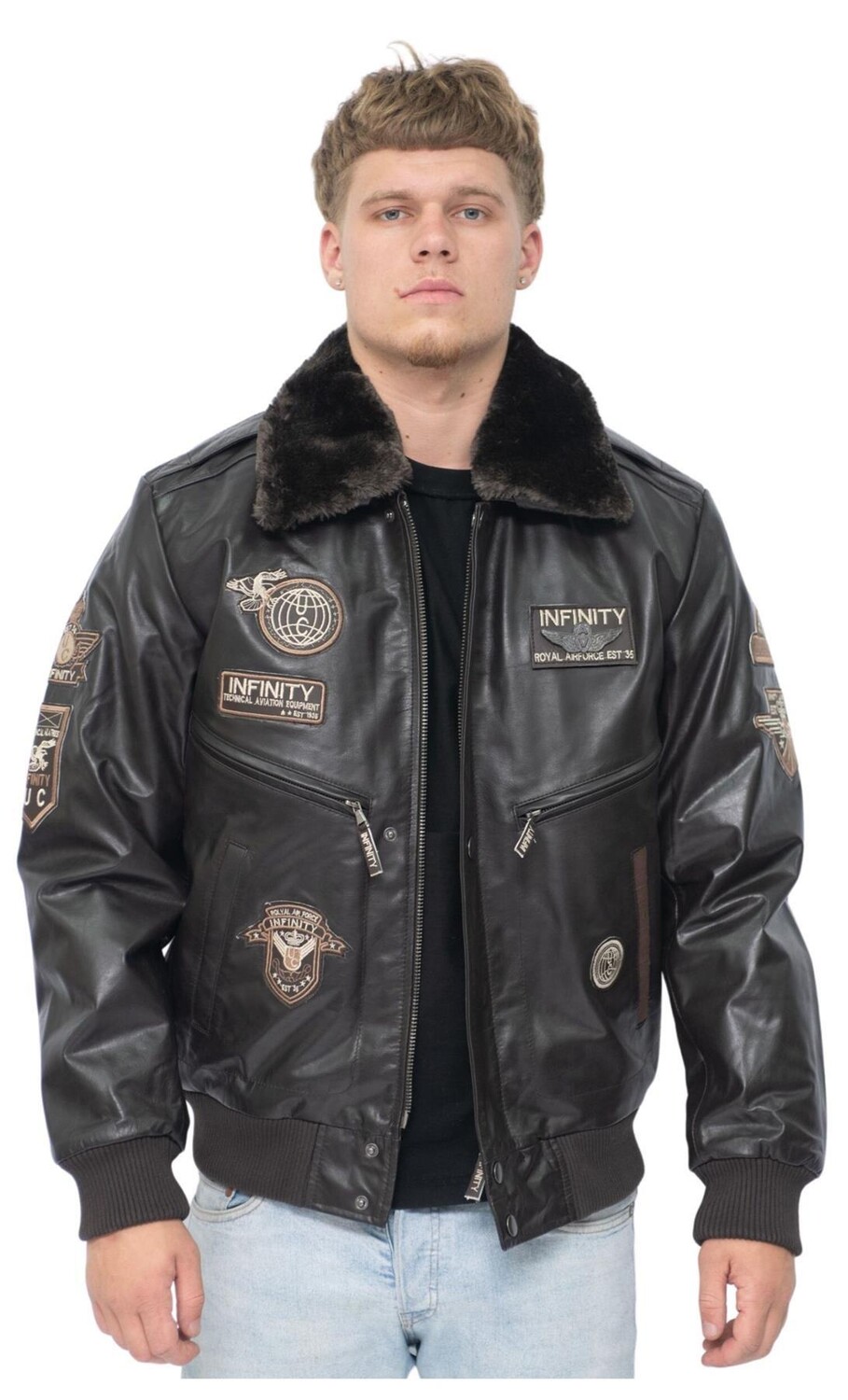 

Кожаная куртка-бомбер ВВС США-веллингтон Infinity Leather, коричневый