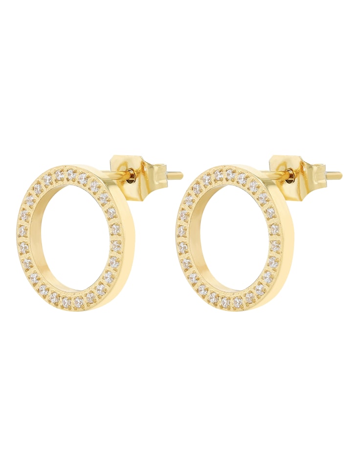 

Adeliás Женские серьги - серьги-гвоздики из нержавеющей стали с золотыми стразами