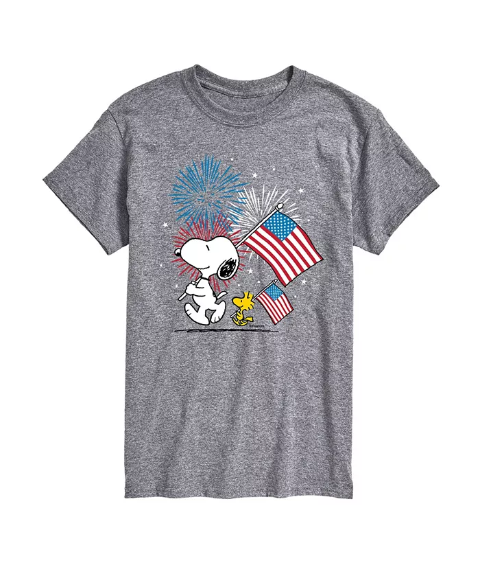 

Мужская футболка с коротким рукавом Peanuts Snoopy Flag Fireworks AIRWAVES, серый